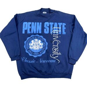Vintage Penn State Nitty Lions Sweatshirt Men XL Blue Crewneck 90s Grunge Stains